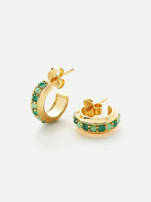 Large Gemstone Hoop Earrings
